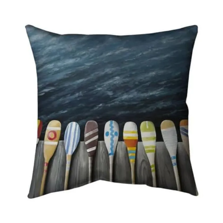 20 x 20 in. Colorful Paddles on The Dock-Double Sided Print Indoor Pillow