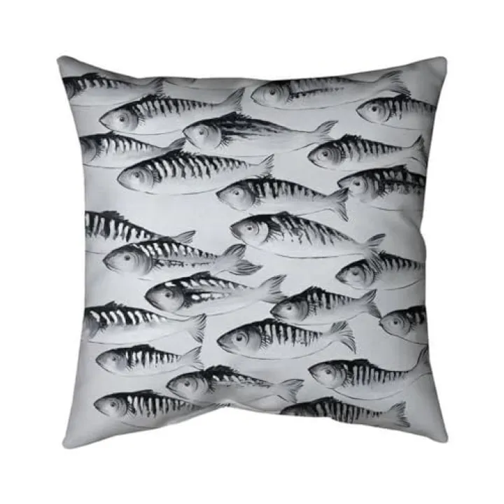 26 x 26 in. Grey School of Fish-Double Sided Print Indoor Pillow