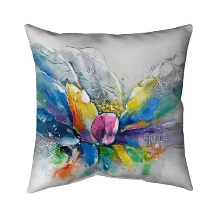 20 x 20 in. Abstract Flower with Newspaper-Double Sided Print Indoor Pillow
