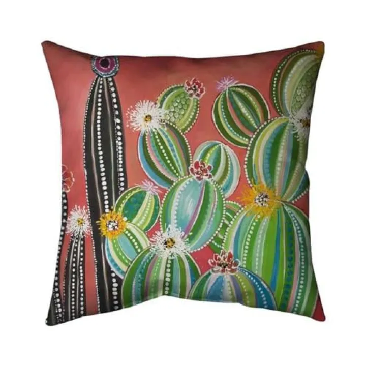 18 x 18 in. Rainbow Cactus-Double Sided Print Indoor Pillow