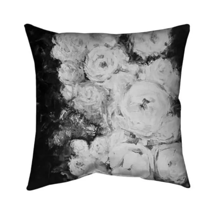 26 x 26 in. Monochrome Rose Garden-Double Sided Print Indoor Pillow
