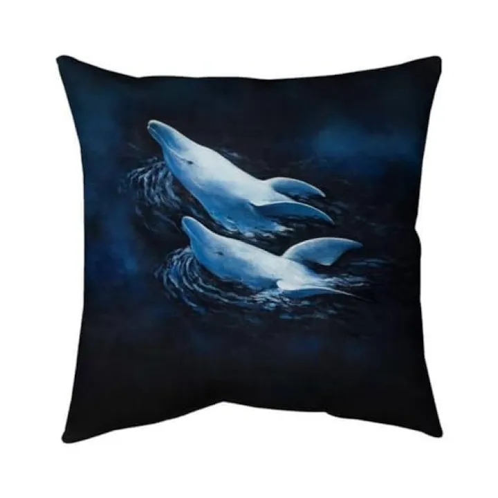 20 x 20 in. Two Swimming Dolphins-Double Sided Print Indoor Pillow