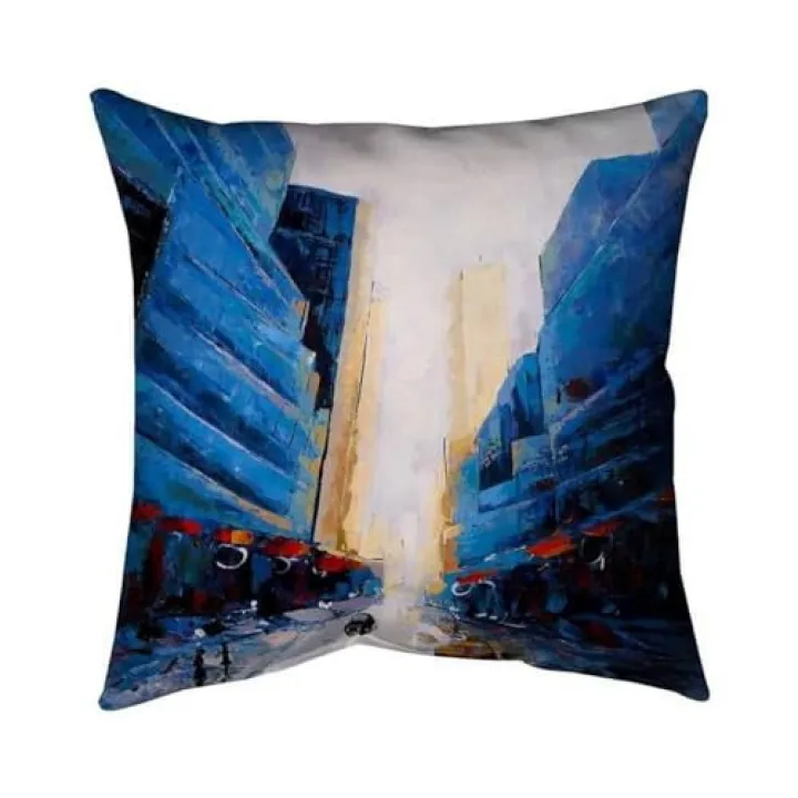 20 x 20 in. Blue Asymmetrical Street-Double Sided Print Indoor Pillow