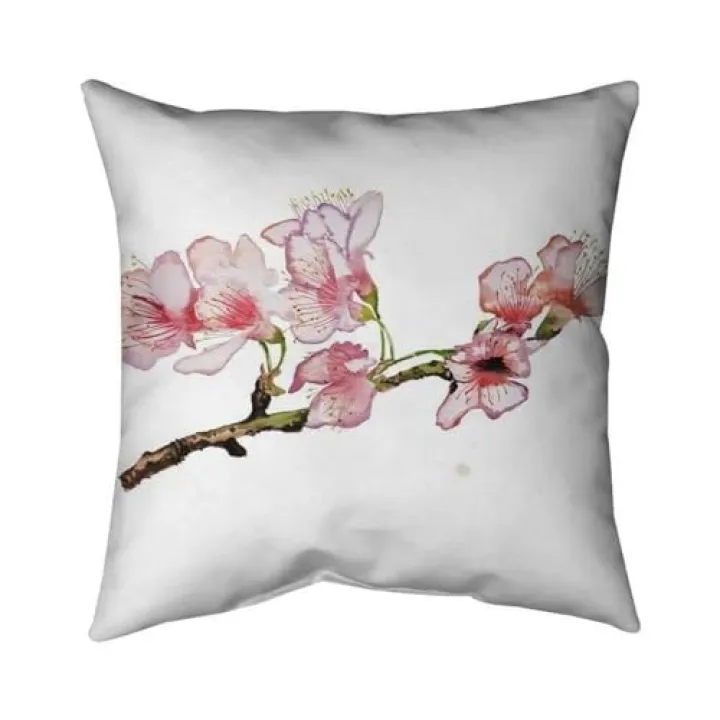 26 x 26 in. Branch of Cherry Blossom in Pink-Double Sided Print Indoor Pillow