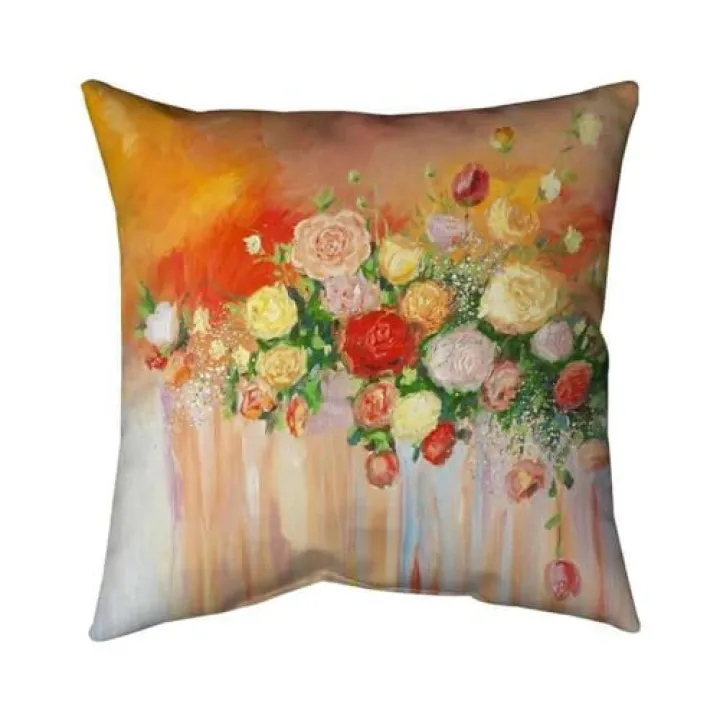 18 x 18 in. Bouquet of Multicolor Abstract Flowers-Double Sided Print Indoor Pillow