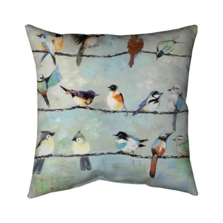18 x 18 in. Small Colorful Birds-Double Sided Print Indoor Pillow