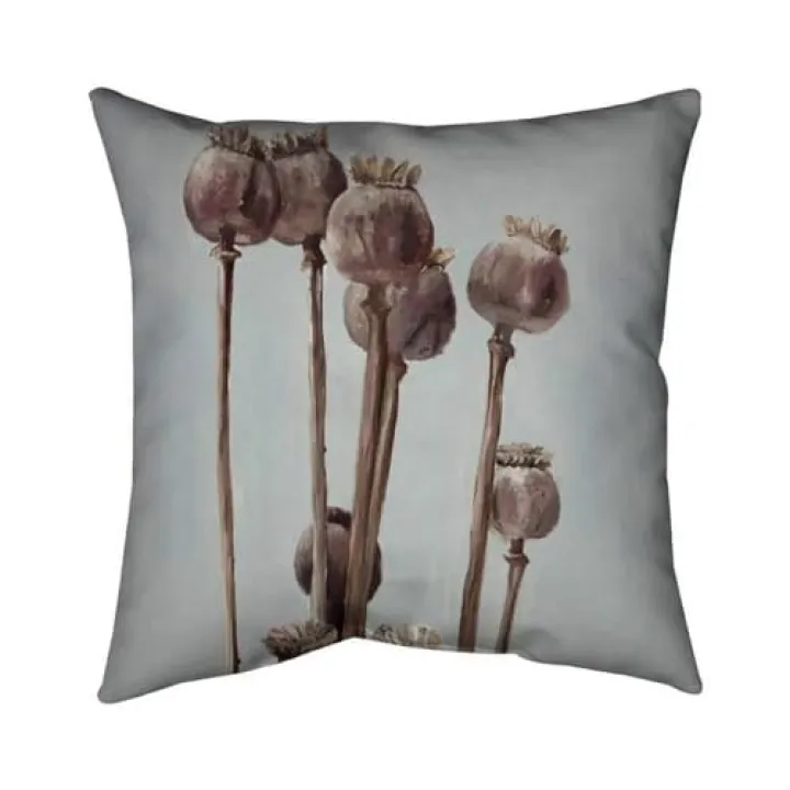20 x 20 in. Sepia Poppy Head Plants-Double Sided Print Indoor Pillow