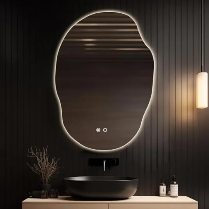 HOMECOOKIN LED Bathroom Mirror with Lights, 25 x 35 Inch Backlit LED Bathroom Mirror, Anti Fog Mirror for Bathroom, 3 Colors and Dimmable Light, Horizontal/Vertical