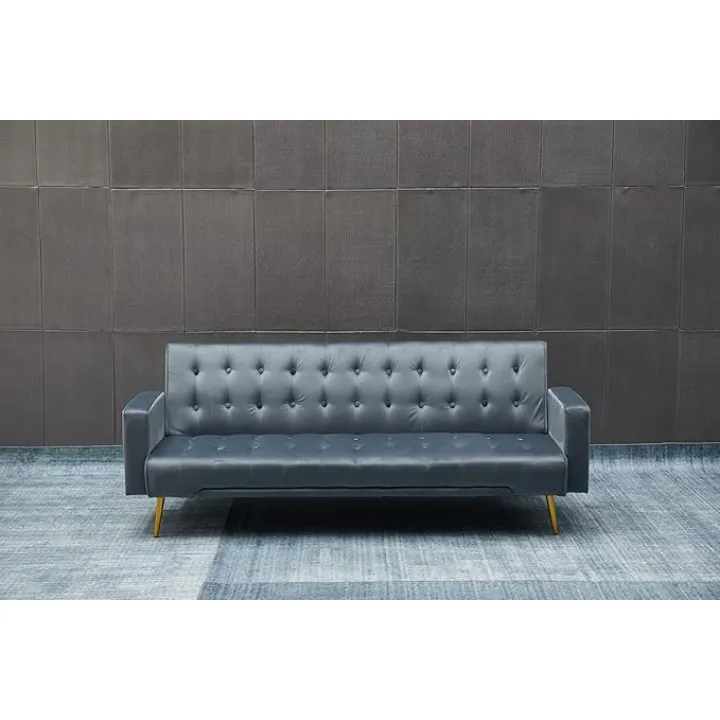 75" Comfortable Straight-Row Sofa,Modern Minimalist Style Loveseat Couch,3-in-1 Multifunctional Sofa,Velvet Couch Bed for Small Apartment,Living Room,Bedroom,Dark Gray