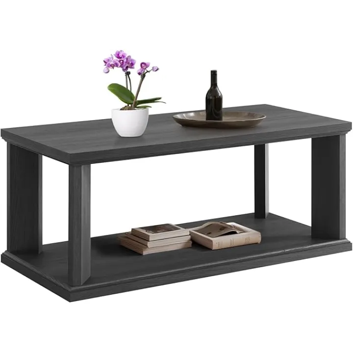 48'' Rectangle Coffee Table, Modern Wooden Center Coffee Table with Storage, for Living Room, Home Office (Grey)