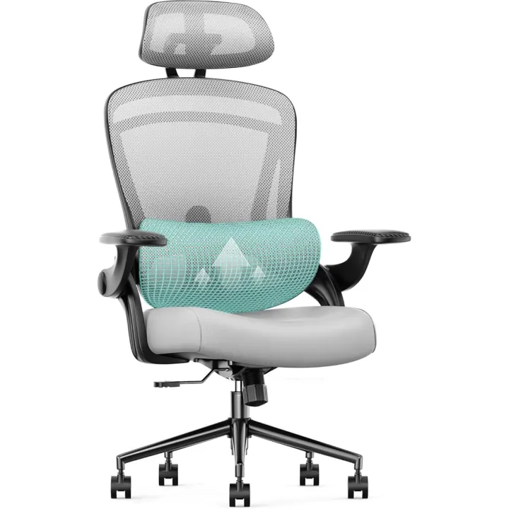 Sweetcrispy Ergonomic Office Desk Chair,2D Armrest Adjustable Lumbar Support & Headrest,High Back Rolling Work Swivel Computer Chairs with Wheels,135°Tilt Function,Inky