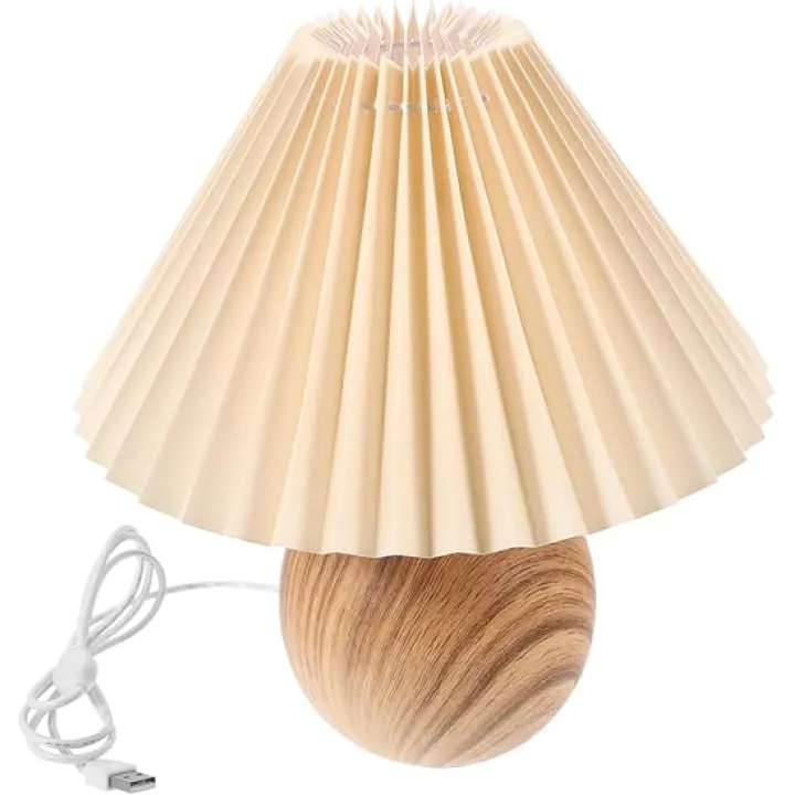 Wood Grain Night Stand Lamp with USB Port Dimming Bedroom Aesthetic Light Cozy Warm Light Table Lamp for Guesthouse and Dorm Stylish Bedside Decor