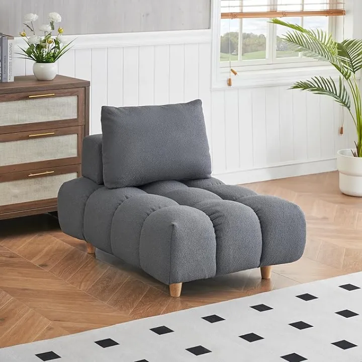 30 Inches Gray Teddy Sofa Fabric Chair – Spacious & Comfortable 1-Seater for Apartment, Office, Living Room – Soft & Cozy Lounge Chair (1 Seat)