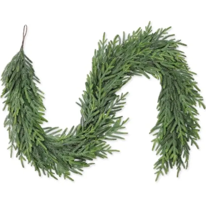 Tulvend 6FT Christmas Pine Garland - Real Touch Green Garland - Artificial Realistic Cedar Garlands for Mantel, Staircase, Tabletop - Indoor Outdoor Winter Christmas Decor
