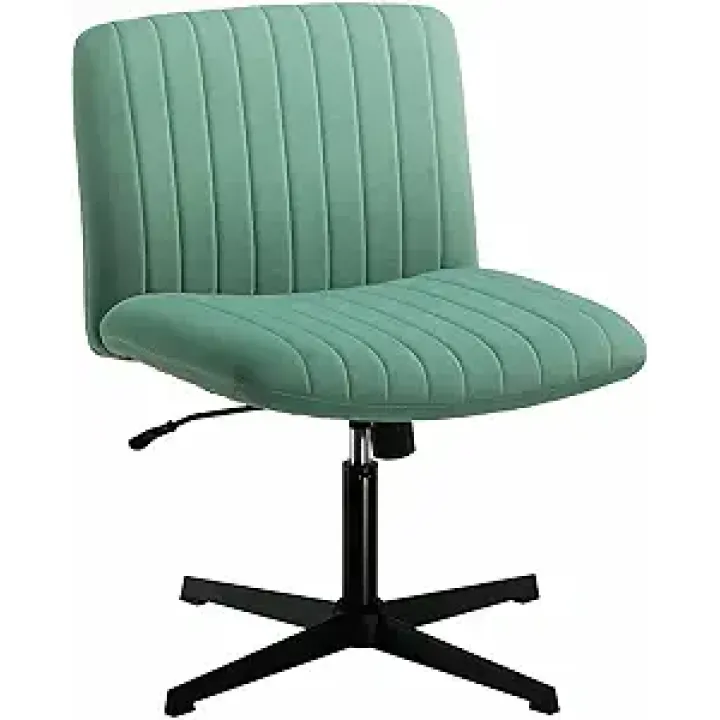 Oversized Channel Tufted Office Chair, Velvet Green Sage, Adjustable Height, Wide Seat with 15° Tilt