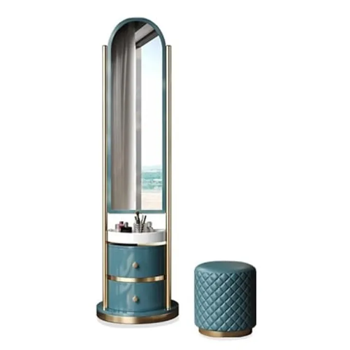 x3anggyt5 Full Length Mirrors Full-Length Mirror and Coat Rack, Household Full-Length Mirror and Coat Rack, Integrated Bedroom Storage Dresser Full Body Mirror(Blue)