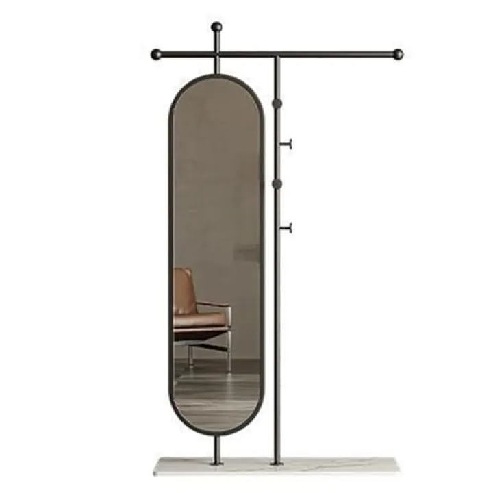 x3anggyt5 Full Length Mirrors Simple Floor-Standing Coat Rack, Bedroom Home Dressing Mirror, rotatable Full-Length Mirror, Clothes Rack Full Body Mirror(Black,100cm)