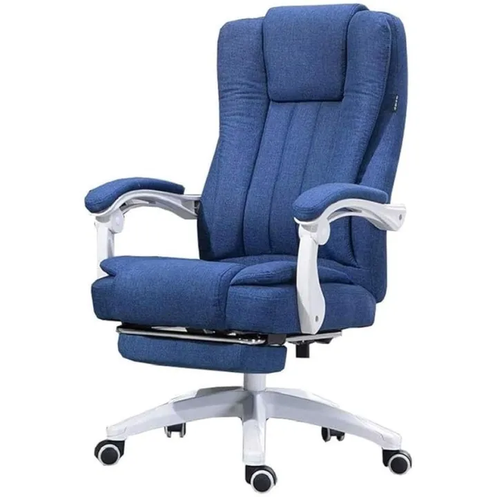 High Back Office Chair with Swivel Function, Adjustable Reclining Angle, Armrests and Footrest, Linen Fabric Task Chair for Home and Office