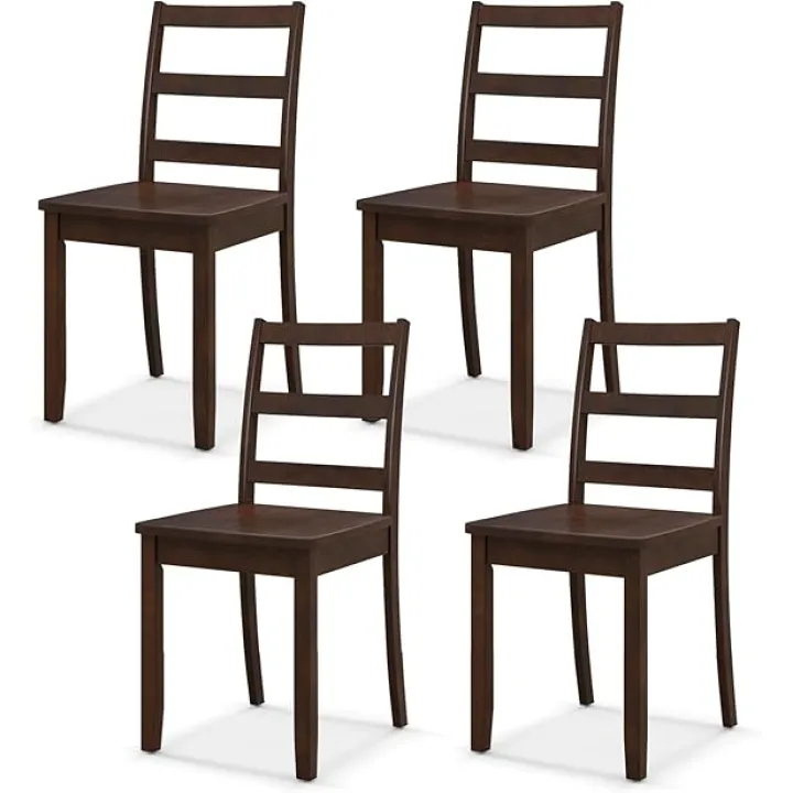 NAFORT Wooden Dining Chairs Set of 2, Ladder High Back Kitchen Side Chair with Solid Rubber Wood Legs, Farmhouse Dining Room Chairs for Dining in Kitchen, Living Room, Home Working and Restaurant