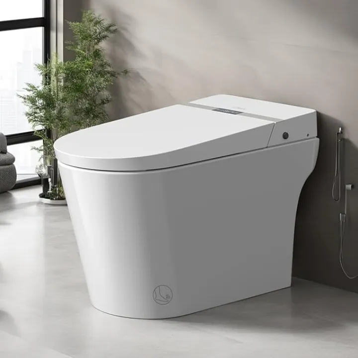 Smart Toilet with Heated Seat & Auto Flush, One Piece Tankless Elongated Bidet Toilet for Bathroom with Instant Warm Water/Dryer, Auto Lid Open/Close, Self-Cleaning, Night Light, LED Display