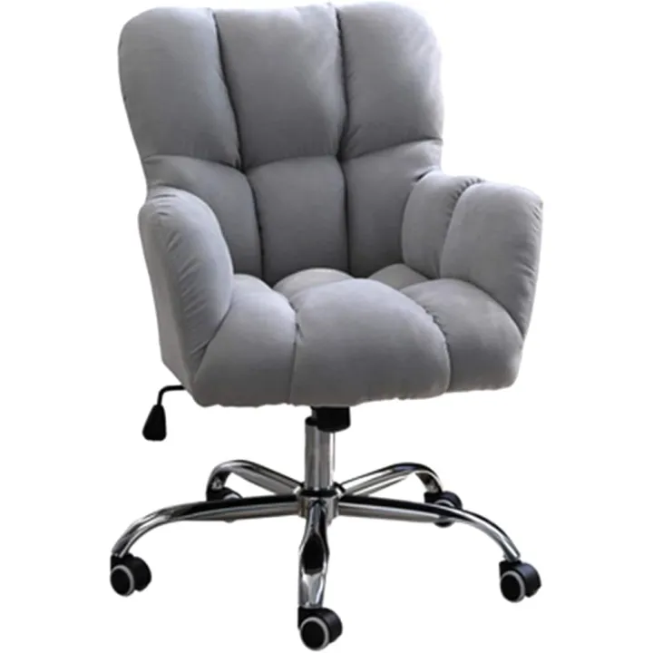 Velvet Home Office Chair with Middle Back Support and Armrests, Ergonomic Swivel Desk Chair for Girls' Cute Bedroom, Pink Task Chair