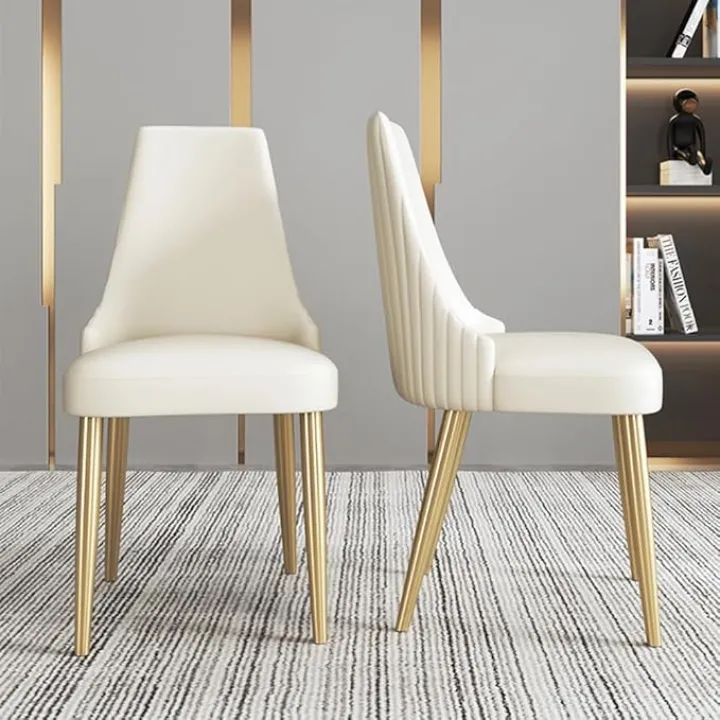POVISON Luxury Upholstered Dining Chairs Set of 6, Modern Dining Room Chairs Beige Wingback Chairs for Living Room, Dining Room, Pub, Coffee, Kitchen (Beige)