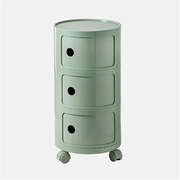 Bedside Table, Round Bedside Table with Detachable Layers 2/3 Layers Night Stands Small Bathroom Cabinet Side Tables Bedroom(Matcha Green,3 Layers)