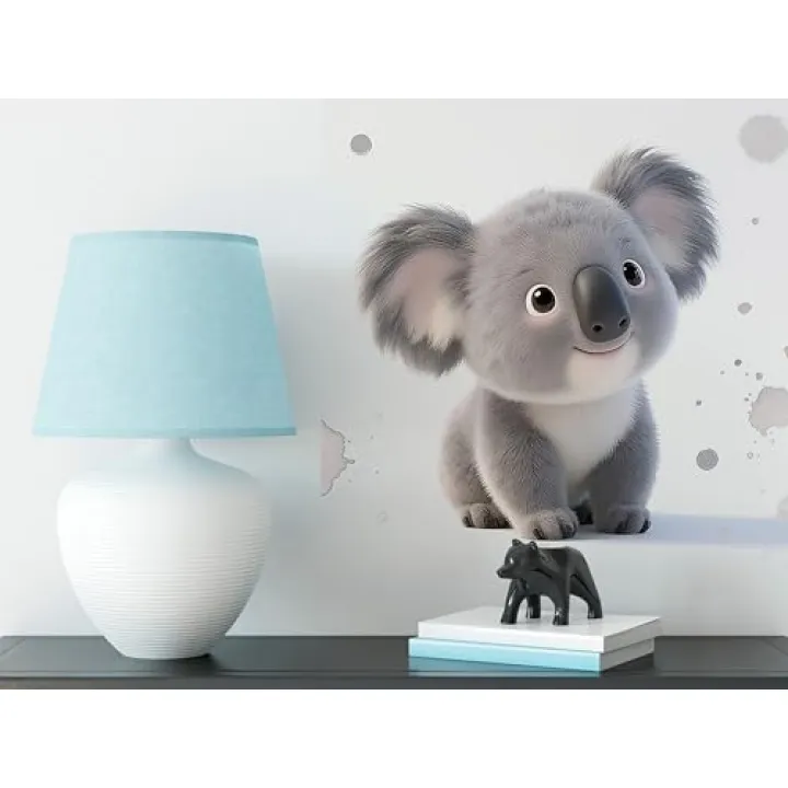 Cute Koala Wall Decal for Nursery,Lovely Cartoon Endangered Animals Stickers,Vinyl Waterproof Removable Wall Art for Kids Baby Room Preschool Toilet Classroom