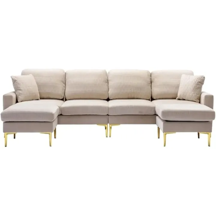 U Shaped Sofa,Modular Sectional Sofa,Sectional Sofa with Ottomans,Chenille Fabric Reversible Sofa Couch