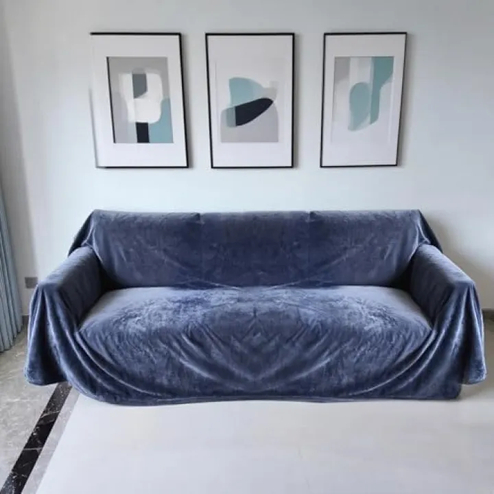 Haltune Gray Waterproof Sofa Full Cover for 3 Seat Couch, 70'' x 118'' Couch Cover Blanket, Double Sided Flannel Sofa Protector, Washable Furniture Protector for Pets, Kids, Living Room
