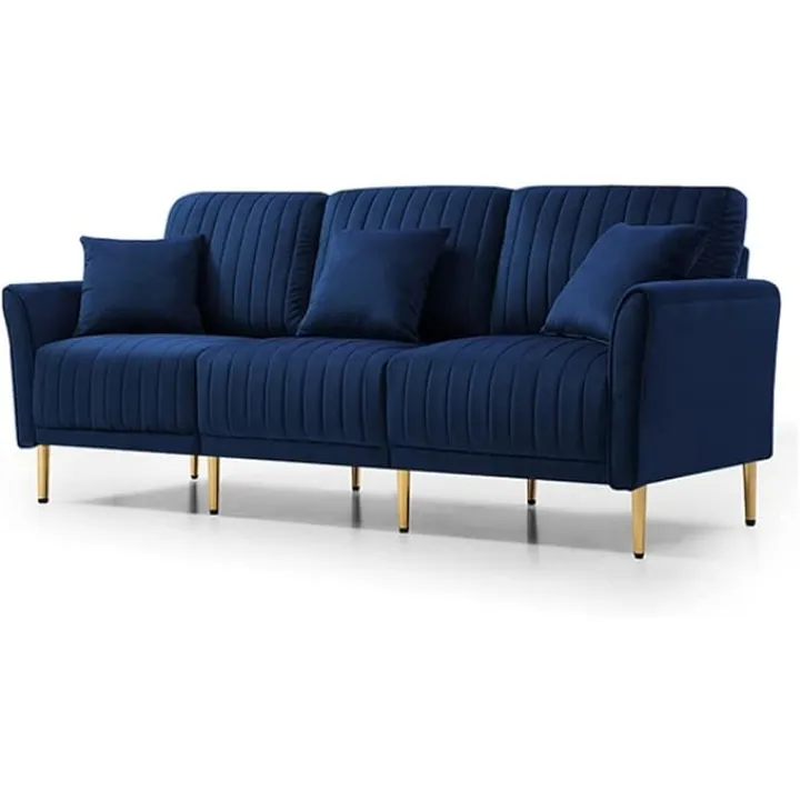 Living Room L Shaped Sofa, Velvet Upholstered Reversible Sectional 3 Seat Sofa with Removable Footrest and Living Room