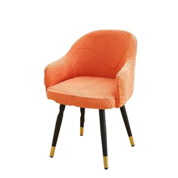 XNQOUS Armchair Cover Leaf Jacquard Solid Color Armchair Slipcovers Seat Covers High Arm Dinning Chair Cover Elastic Chairs Protector Living Room(Orange)