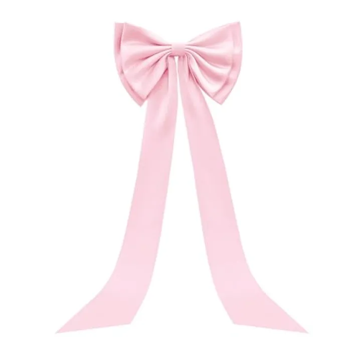 Large Satin Bow for Backdrop, 59" x 15" Giant Bow Ribbon Tie for Themed Room Wall Decor Ormanents Door Valentines Day Wedding Engagement Bachelorette Shower Bridal Decoration (Pink, 15x59 Inches)