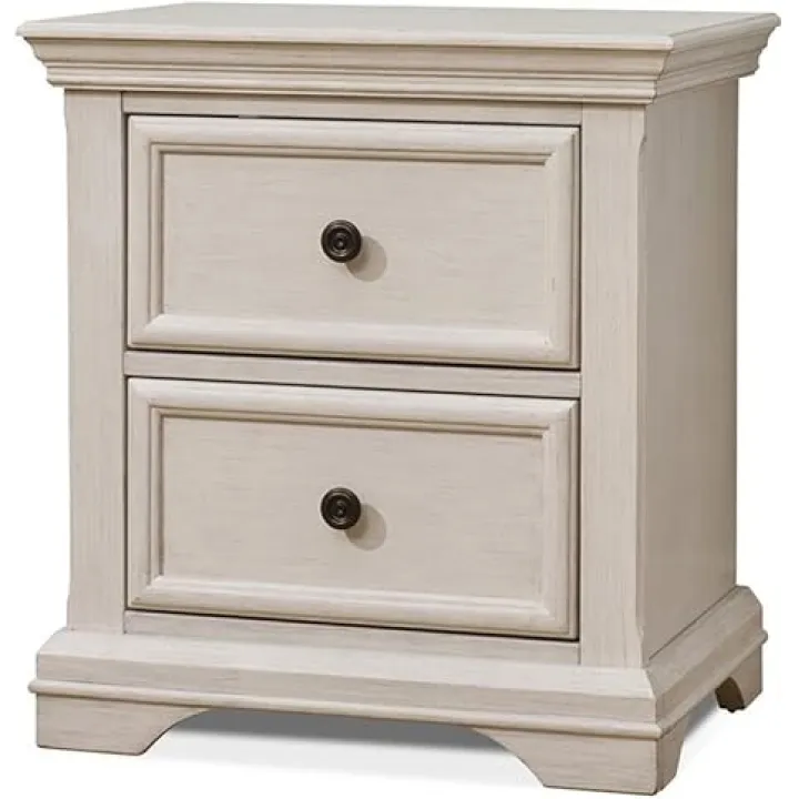 Pemberly Row Modern Wood Nightstand for Baby in Brushed Ivory
