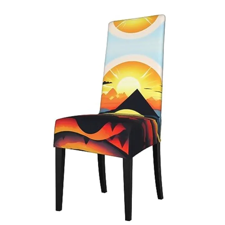 WXXWXD Sunrise Mountain Printed Stretch Square Back Dining Chair seat Cover, Priest Chair, Dining Chair Cover,