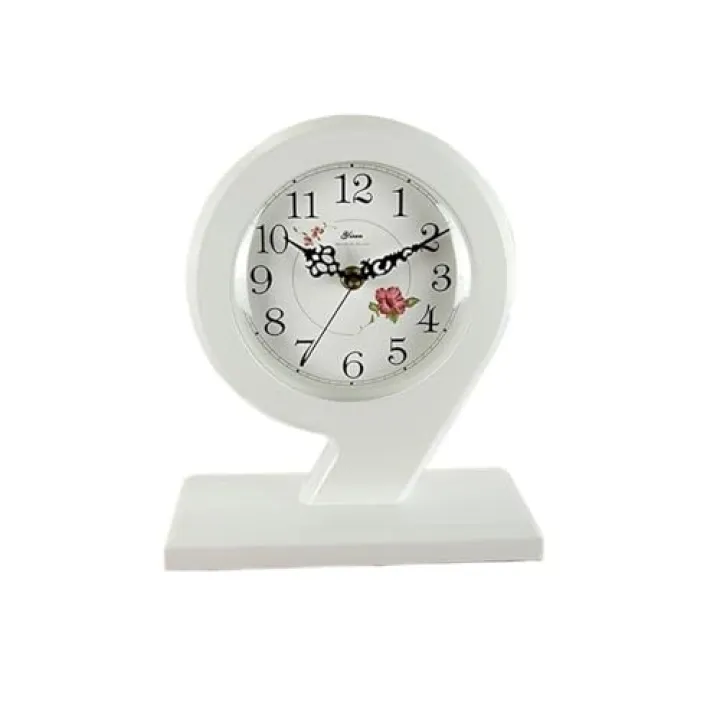 AEYSD-456 Desk Clock Chinese Style Vintage Silent Table Desk Clock Simple Living Room Seat Clock HD Glass Lens for Bedroom Living Room Indoor Decoration Shelf Clock(White)
