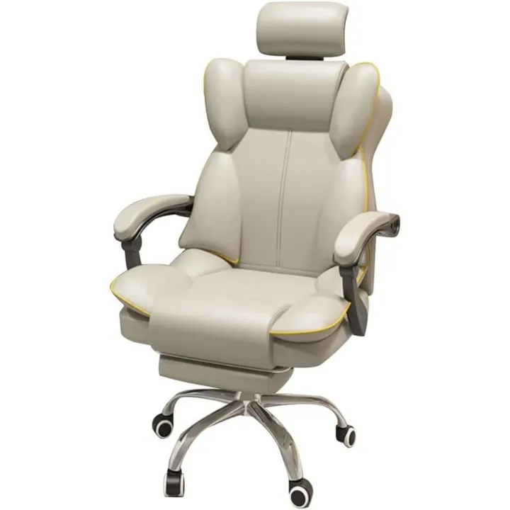 High Back Office Chair PU Leather Executive Desk Chair with Soft Armrest and Padded Comfortable Heavy Duty Office Chairs for Home(Grey)