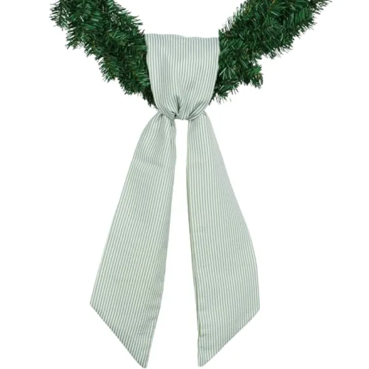 NUVCELKA Green Striped Wreath Sash for Front Door Wreath, 5.12" Wide x 54.33" Spring St Patrick Summer Holiday Door Ribbon Decorations Wedding