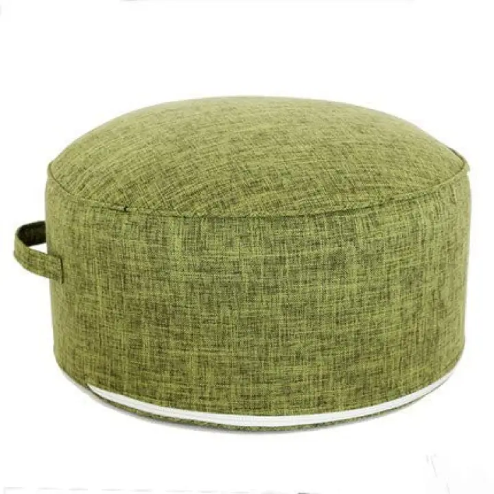 UYCVT Floor Sitting Cushion Footstool Janpanese Round Seating Sofa Pouf Foot Leg Rest Step Stool Pillow Chair with Handle Design,Diameter 17.7",Brown-Green