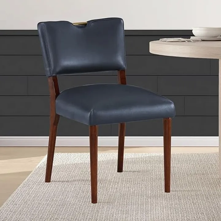 Bryson Midnight Blue Faux Leather Dining Chair - Set of 2，wenjingqiUS-B050126338