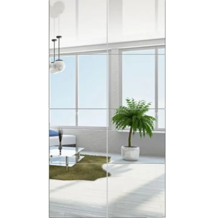 Cunnikku Wall Mirror Full Length, Acrylic Mirror Tiles, Shatterproof Flexible Plastic Mirror Sheets for Bedroom, Walls, Home Gym, Living Room Door (12inchx12inch-8PCS)
