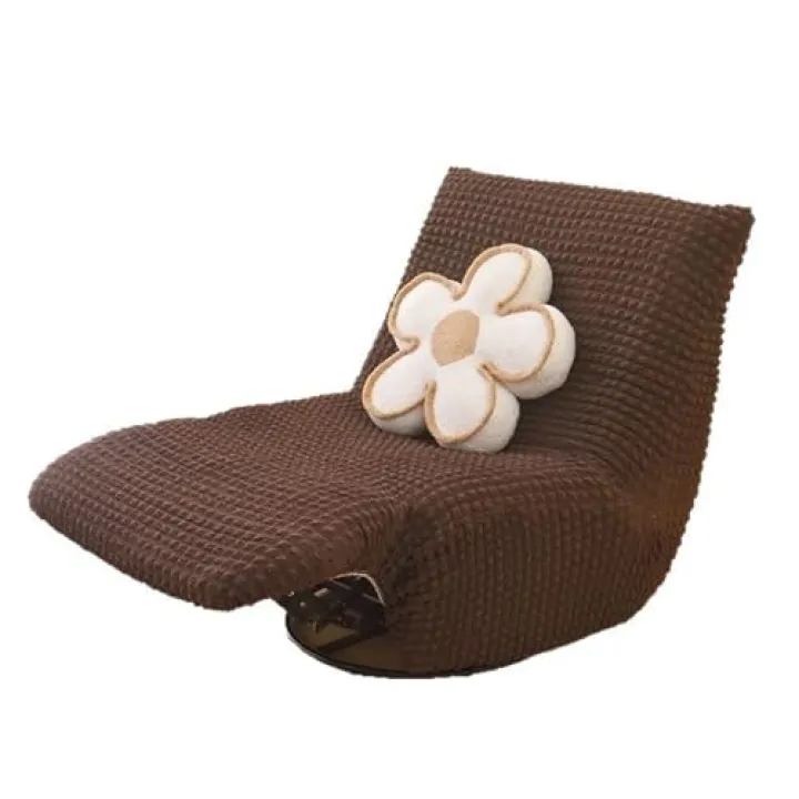 Seersucker Lazy Sofa Cover, Armless Floor Sofa Couch Covers, High Stretch Lounge Chaise Slipcover for Living Room(Coffee)