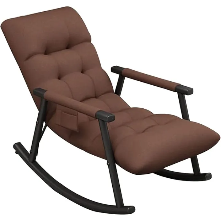 Comfortable Chair Home Single Lounge Chair Living Room Bedroom Balcony Rocking Chair Sofa Lazy Chair (Color: Blue) (Color : Brown)