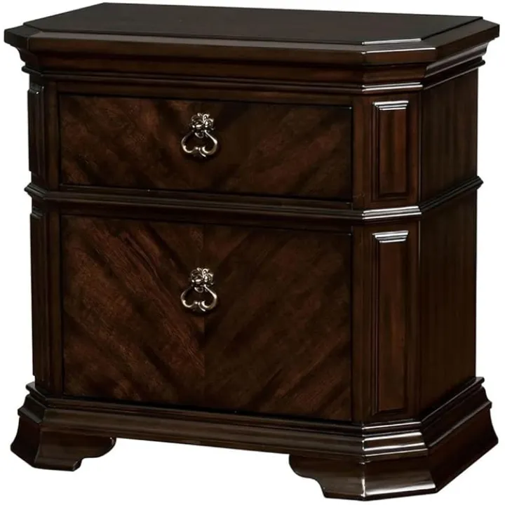 Nightstand with USB Charger in Espresso Finish,Bedside Table,for Bedroom