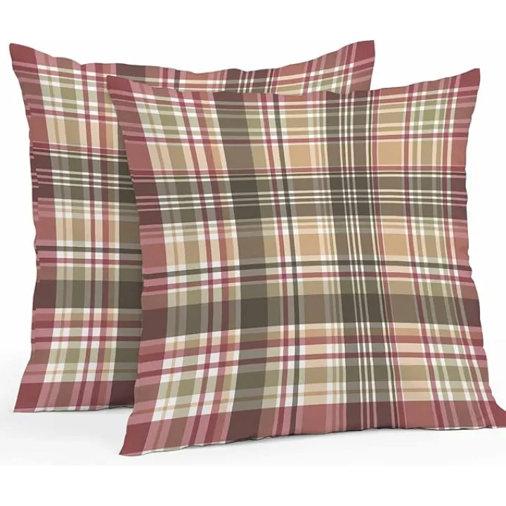 Vandarllin Outdoor Throw Pillows Covers 18x18 inch Set of 2 Waterproof Brown Buffalo Plaid Decorative Zippered Cushion Covers for Patio Furniture, Farmhouse Checkered Lumbar Pillowcases