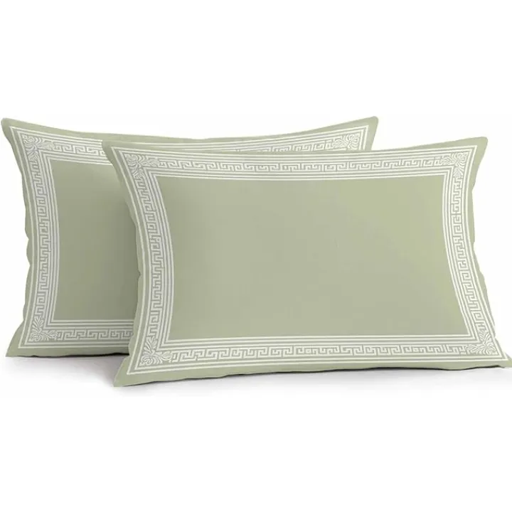 Vandarllin Outdoor Throw Pillows Covers 20x12 inch Set of 2 Waterproof Sage Green Key Design Decorative Zippered Cushion Covers for Patio Furniture, Geometric Back Print Lumbar Pillowcases