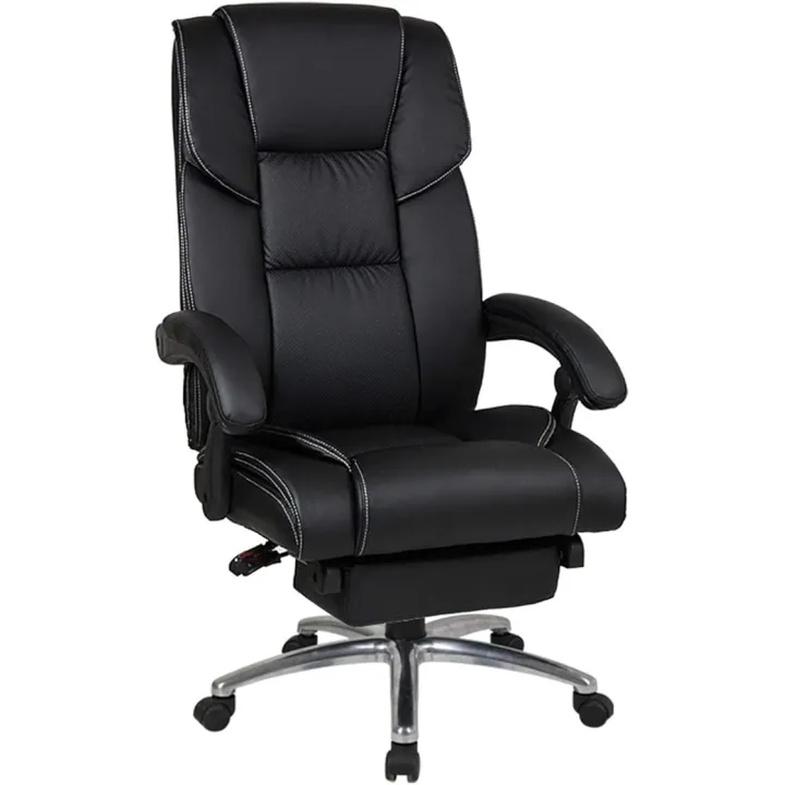 Office Chair Ergonomic Design Adjustable Seat Height 360 Degree Swivel Leather Home Office Desk Chairs with Footrest Black
