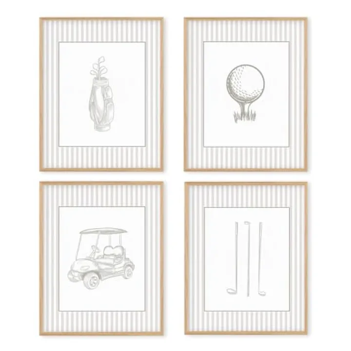 Boat Wades Vintage Golf Nursery Unframed Wall Art Prints,Golf Gifts Decor Posters & Prints For Boys Room Decor,Gofts Baby Boy Nursery Posters Pictures 8x10 Set Of 4