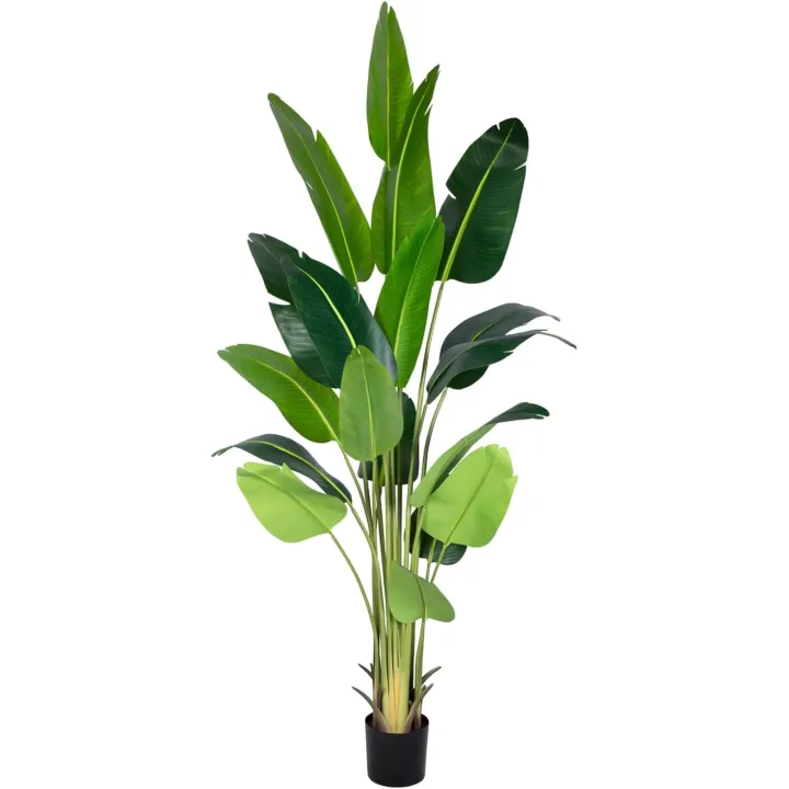 Artificial Bird of Paradise Plant 8Ft Fake Tropical Palm Tree with 18Trunks Faux Banana Leaf Trees in Pot for Home Indoor Outdoor Office Modern Decor Housewarming Gift