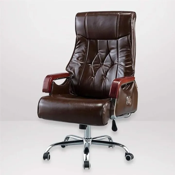 Brown Ergonomic High Back Executive Office Chair with Adjustable Armrests,Lumbar Support Swivel Pu Leather Desk Chair for Home Office Workspace Comfort